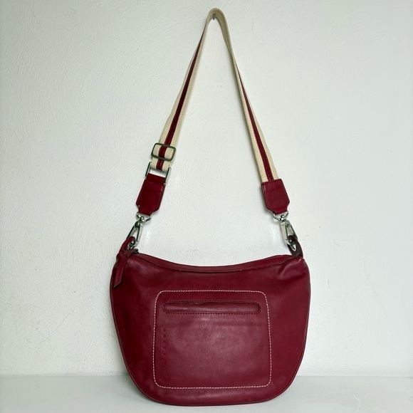 LAZARO Vintage Sporty Leather Shoulder Bag Stripe Strap Made in Argentina - Picture 7 of 16